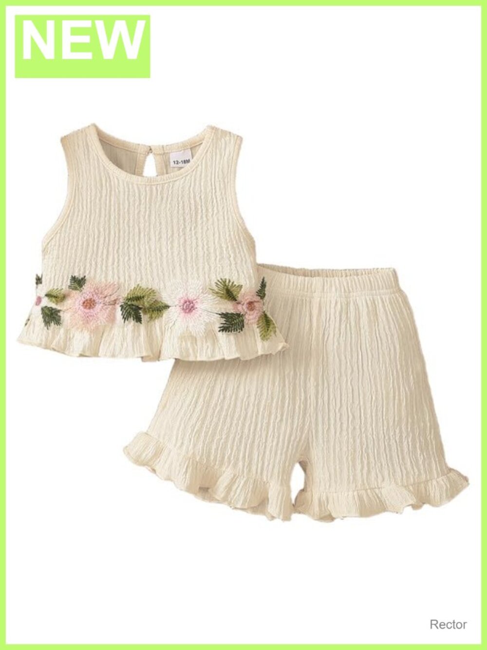 Toddler Girls Floral Embroidery Sleeveless Top & Shorts 2-Piece Set 12M-5T
